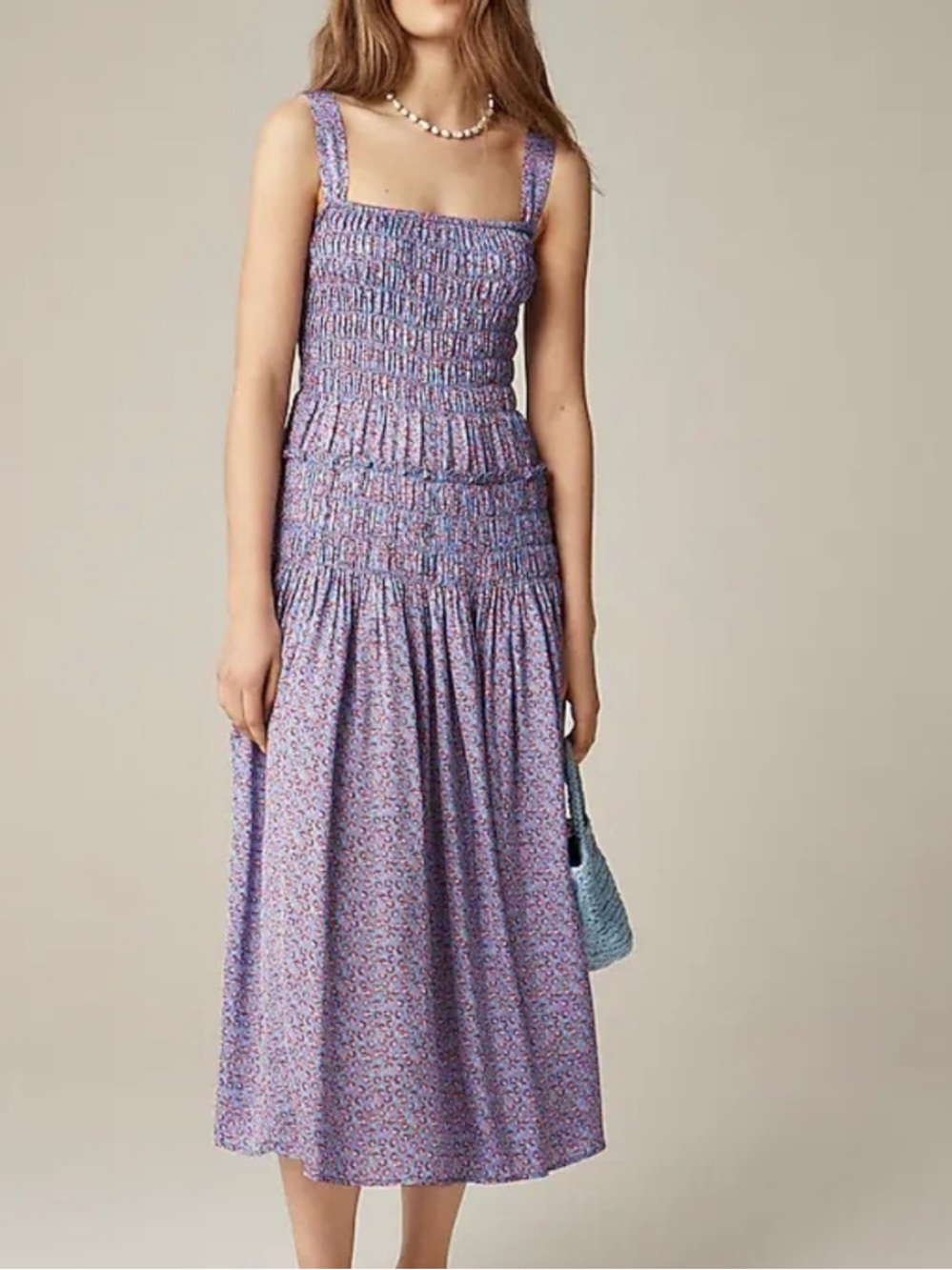 NWT J. Crew Smocked midi dress in summer fields print Size Small